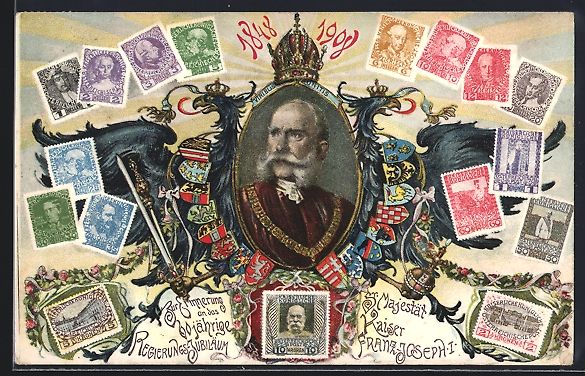Cartoline postali: 60. Regierungsjubiläum 1848-1908, Kaise – Usato da Berlin venduto da bartko-reher