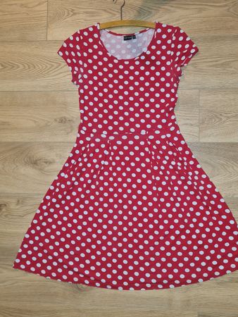 BODYFLIRT Kleid Gr. 36 rot weiss Punkte Retro