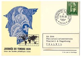 1939 offizielle Karte Tag der Briefmarke französisch, gest.