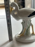 Keramik Vogel Figur Weiss/Schwarz/Gelb 20. Jahrhundert(I28)