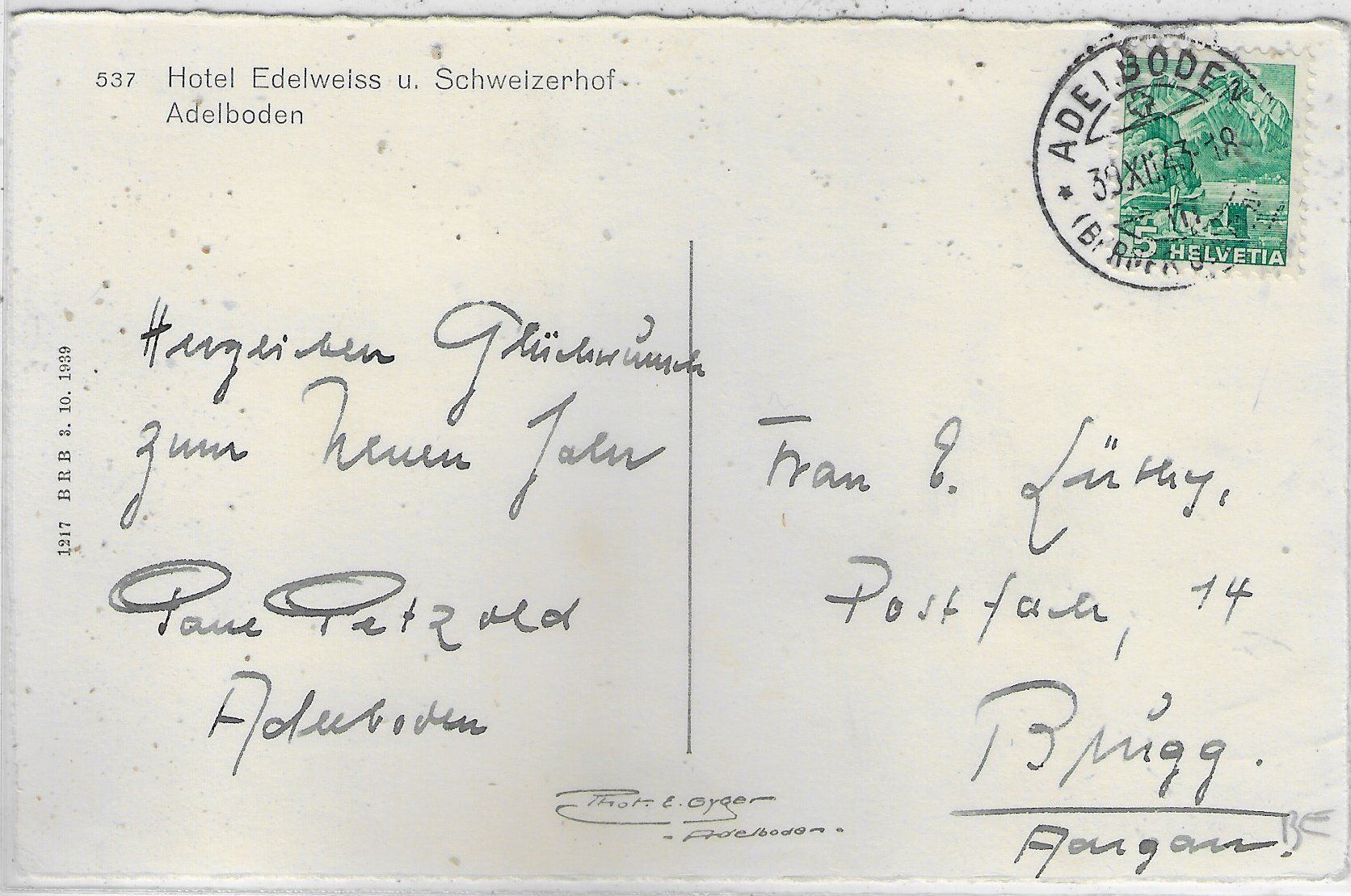 Cartoline postali: Adelboden - Hotel Edelweiss & Schweizerhof im Winter – Usato da Ettingen venduto da Kartenplanet 1