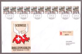 1986/87_737_ROLLENMARKEN_11er-Streifen SCHIFF_ FDC KW 100 !