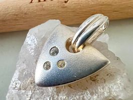 Nordischer Anhänger Silber 925 vergoldet- Zirkonia-Lederband