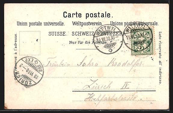 Cartoline postali: AK Wattwil, Teilansicht mit Hotel, 1900 – Usato da Berlin venduto da bartko-reher 1