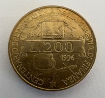 Italien 200 Lire, 100.  Jahrestag - Zolldienstakademie 1996