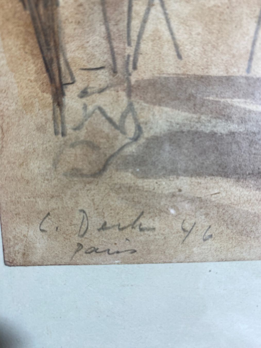 Gemälde: Deck Leo,Originalbild Kreide/ Aquarell 1946 Paris – Gebraucht aus Utzigen von Lasagne99 2