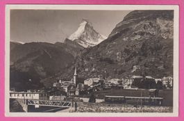 Zermatt gel 1926 Brücke über die Vispe und Gornergratbahn