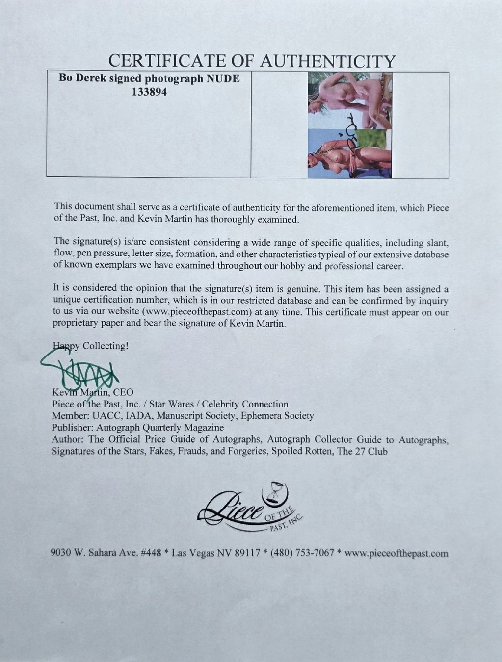 Autografi: Bo Derek orig. Unterschrift mit COA – Nuovo (secondo la descrizione) da Feldbach venduto da gardenmagic 2