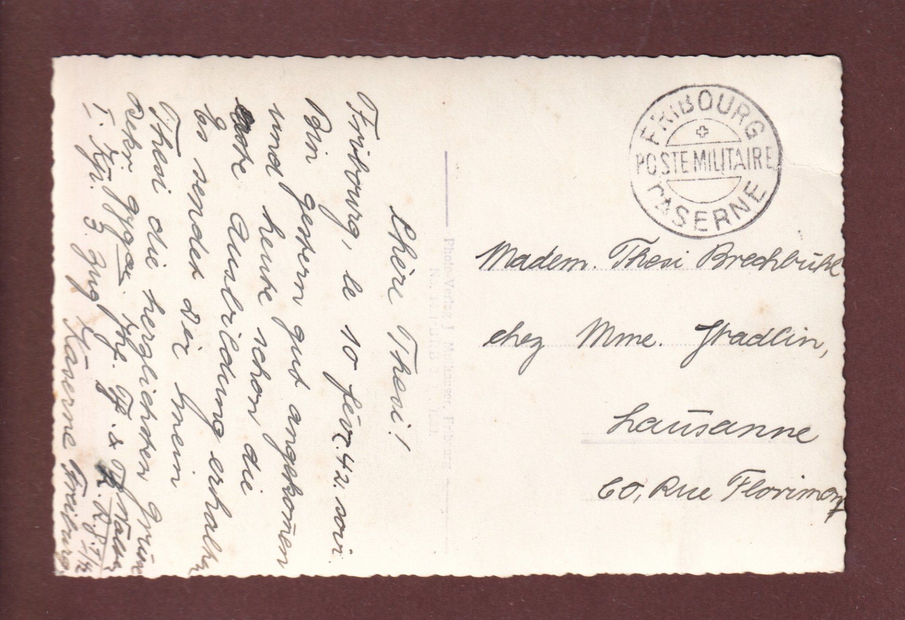 Cartoline postali: FRIBOURG - La Caserne - Feldpost – Usato da Pully venduto da nicecards 1