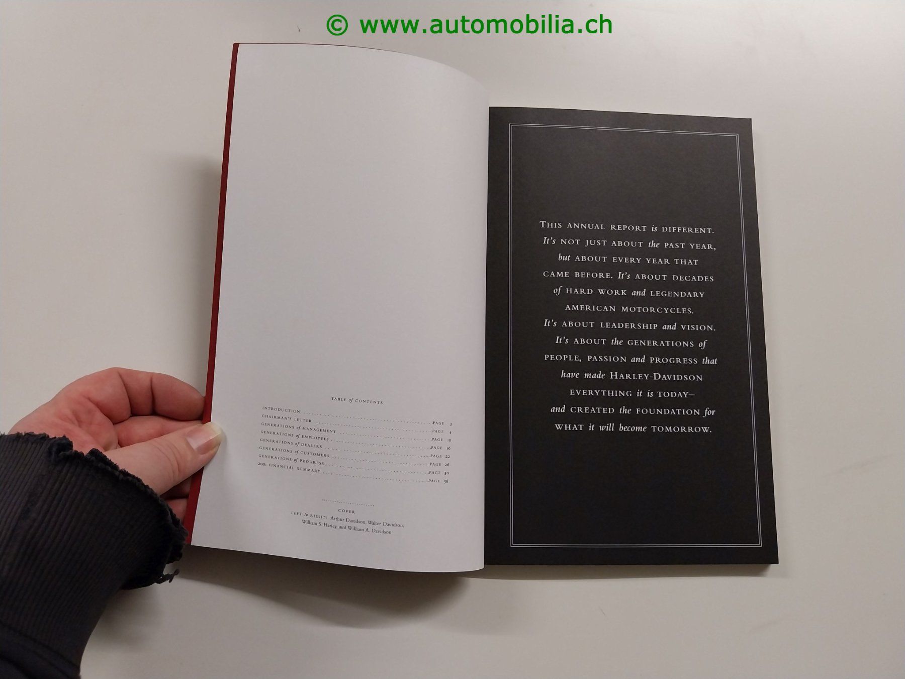 Dokumente: Harley Davidson 2001 Annual Report englisch – Gebraucht aus Weingarten-Kalth von Bettelbruenneli 1