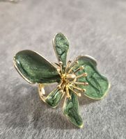 Anello fiore verde dorato regolabile nuovo