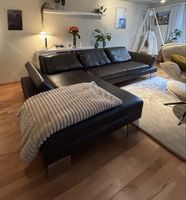 Ecksofa aus echtem Leder – dunkelbraun