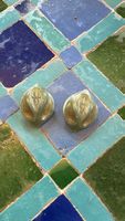 Boucles d'oreilles vintage, clips, vert, doré