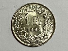 1 Franken Muenze 1963 Helvetia ..Silber ..guter Zustand