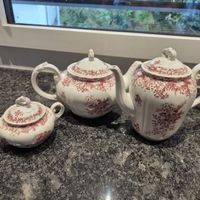 Villeroy & Boch Valeria Tee-Set Porzellan rot weiss