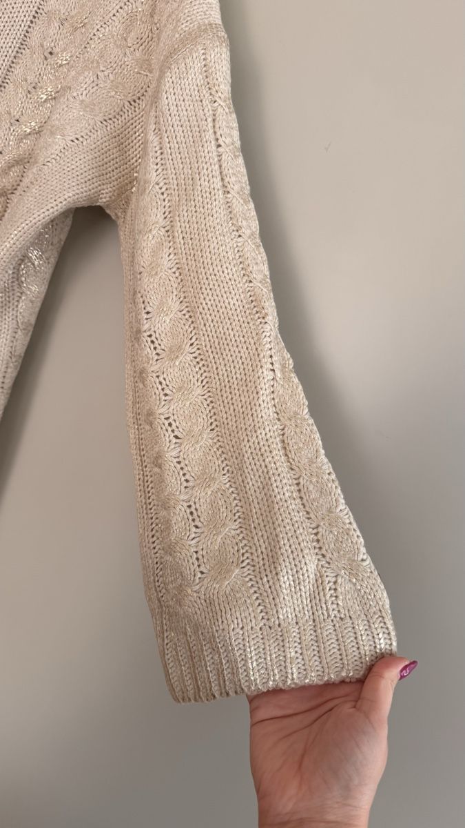 Maglioni & Felpe: Beiger Strickpullover mit Zopfmuster gr.L – Usato da Winterthur venduto da -BeHappy24- 4