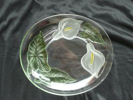 4 Glasplatten Stil Art Deco oval Teller Kalla Jugendstil