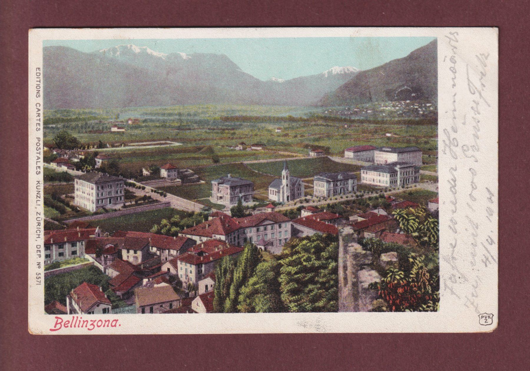Cartoline postali: BELLINZONA - 1901 – Usato da Pully venduto da nicecards