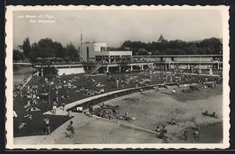 AK Biel, Strandbad mit Badegästen, 1949