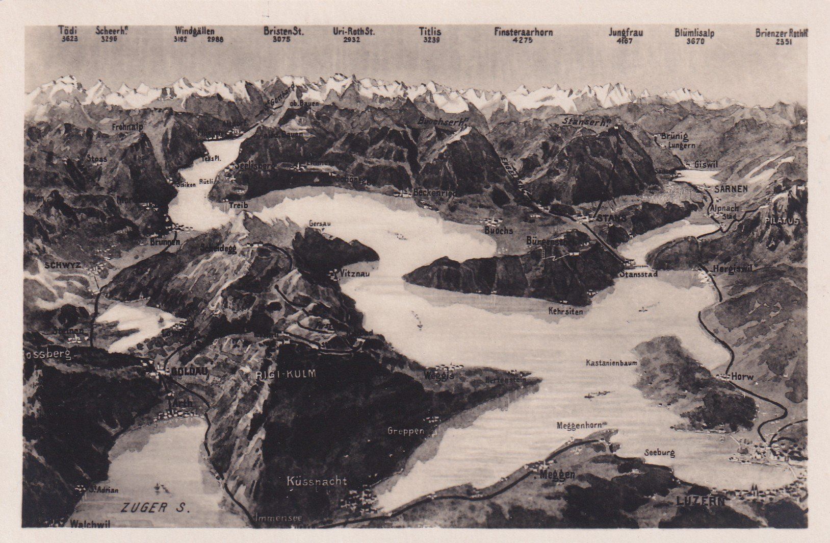 Cartoline postali: Lac des 4 cantons Vierwaldstätterrsee Panorama – Usato da Cormoret venduto da Pascalll2001