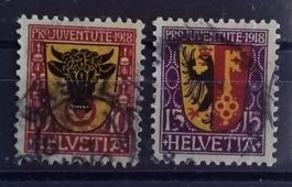 A210F) J10,11 Pro Juventute 1918 Wappen Uri, Genf Kt. 50.-