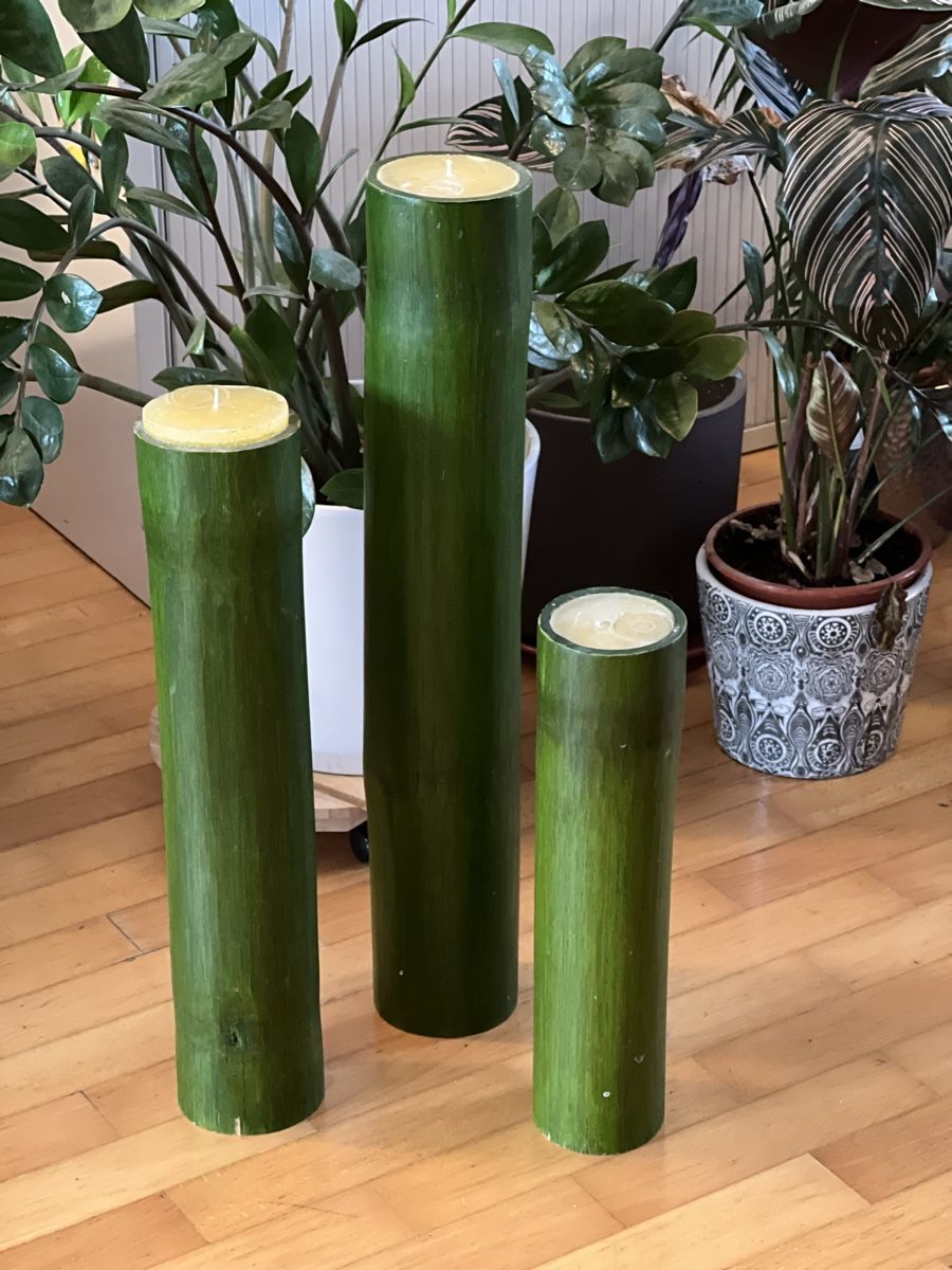 Kerzen: 3 Bamboo candle holders, green, modern design – Neu (gemäss Beschreibung) aus Horgen von CarmenRL