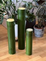 3 Bamboo candle holders, green, modern design