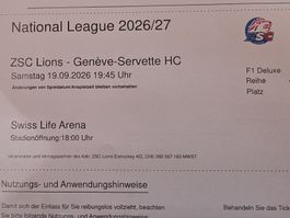 2 Sitzplätze National League ZSC Lions vs Genève-Servette HC