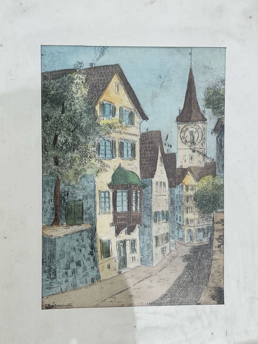 Posters & Illustrations: 2 Bilder antik Zürich st. Peter – D'occasion à Dittingen par Bellevista 5