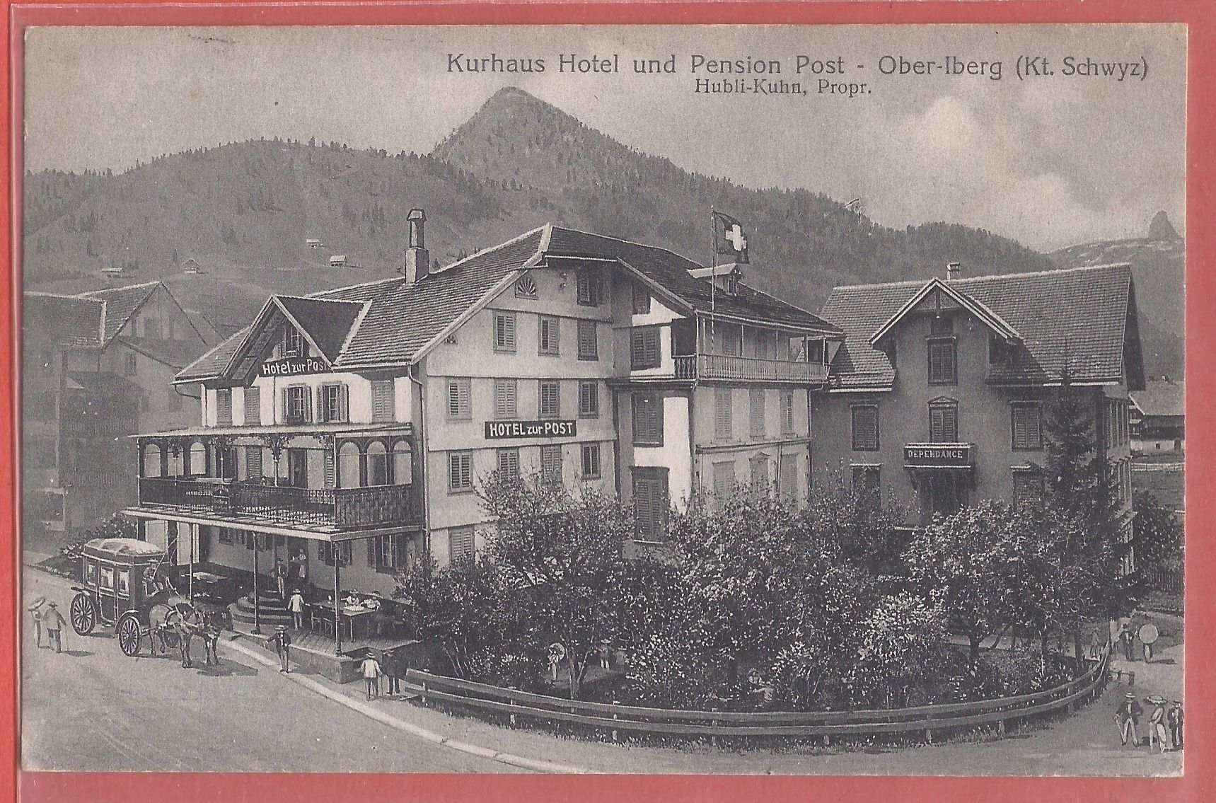 Cartoline postali: Oberiberg - Hotel zur Post mit Kutsche - 1920 – Usato da Fislisbach venduto da Porano
