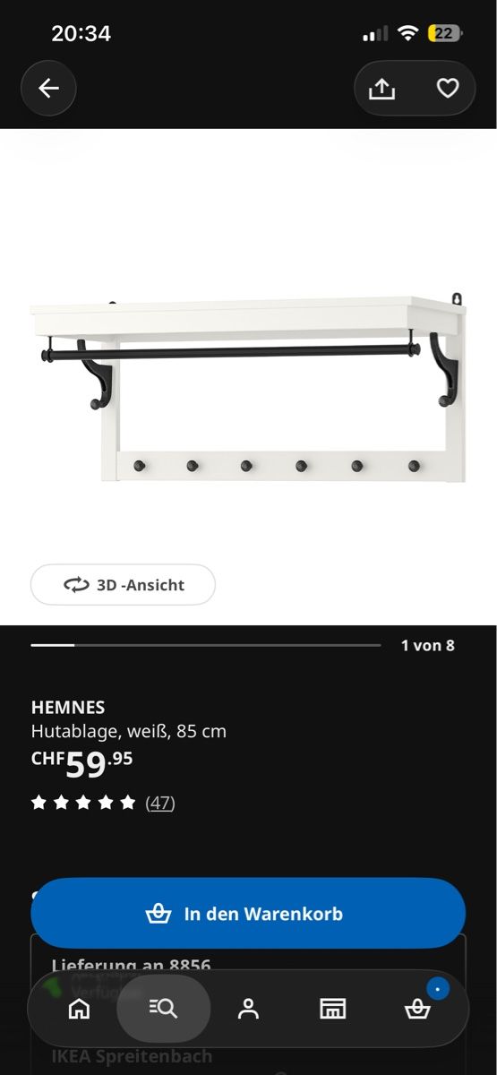 Ikea Garderobe: Ikea Hemnes Hutablage – Gebraucht aus Tuggen von Tantas 2