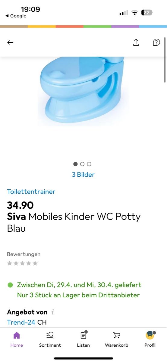 WC: Siva Kinder WC Töpfchen, hellblau – D'occasion à Aesch BL par Kliana