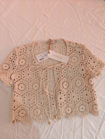 Rinascimento Crochet Jacket Size S Cream NEW with tags