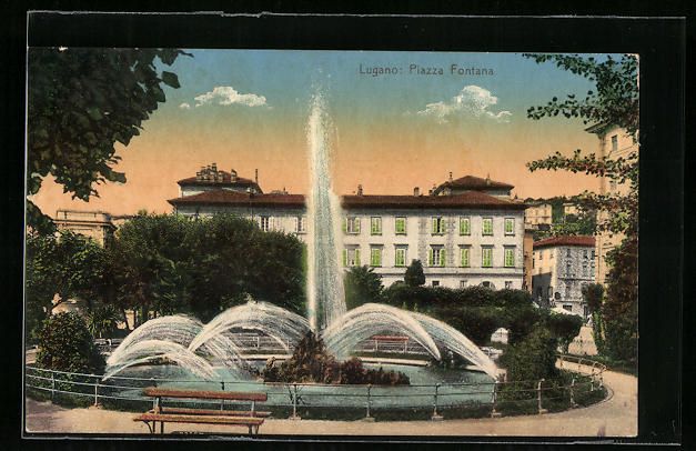 Cartoline postali: AK Lugano, Piazza Fontana – Usato da Berlin venduto da bartko-reher