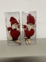 2 Christmas skiing gnome figures, new in packaging