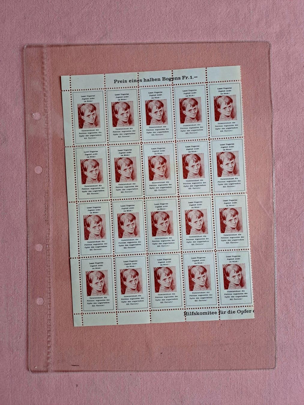 Tutti i francobolli: hist. Markenbogen "Lasst Ungarns Jugend nicht im Stich" – Usato da Ostermundigen venduto da pedru8 1