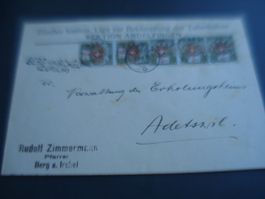 Brief Portofreiheitsmarken, 1921, Stab-o Berg am Irchel