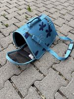 Blaue Hunde-/Katzentragetasche mit Blumenmuster, Top!