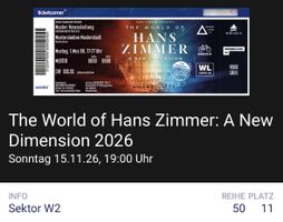 2x The World of Hans Zimmer 15.11.2026 Hallenstadion Zürich