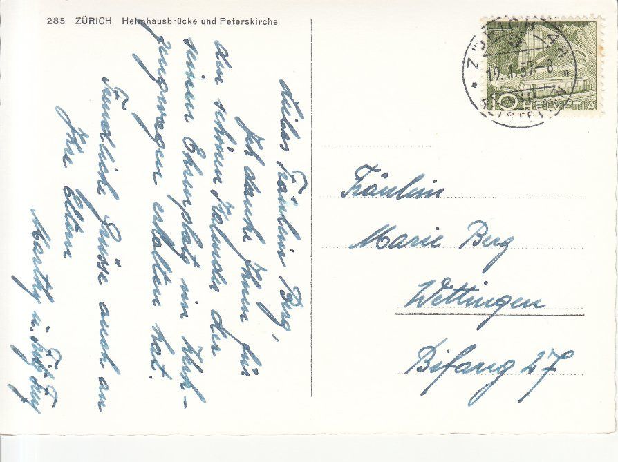 Cartoline postali: Zürich Helmhausbrücke 1957 – Usato da Bürglen TG venduto da StampGraf 1