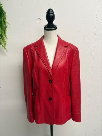 wie neu Laurèl Lederblazer rot 40 Jacke Blazer Lammnappa