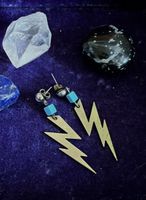 Gold Blitz Ohrringe - cooler Statement Schmuck mit türkis