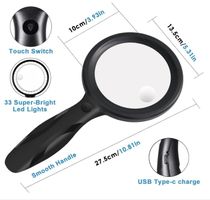 33 Modi Leselupe USB Handlupe 3 LED Vergrößerungsglas