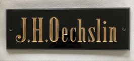 Wunderschönes Türschild J.H.Oechslin, schwarz/gold