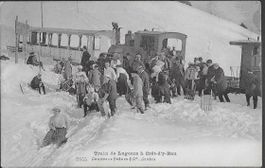 1908 AK Rodelzug zum Crêt d'Y-Bau + Gäste belebt Top ab 1.-