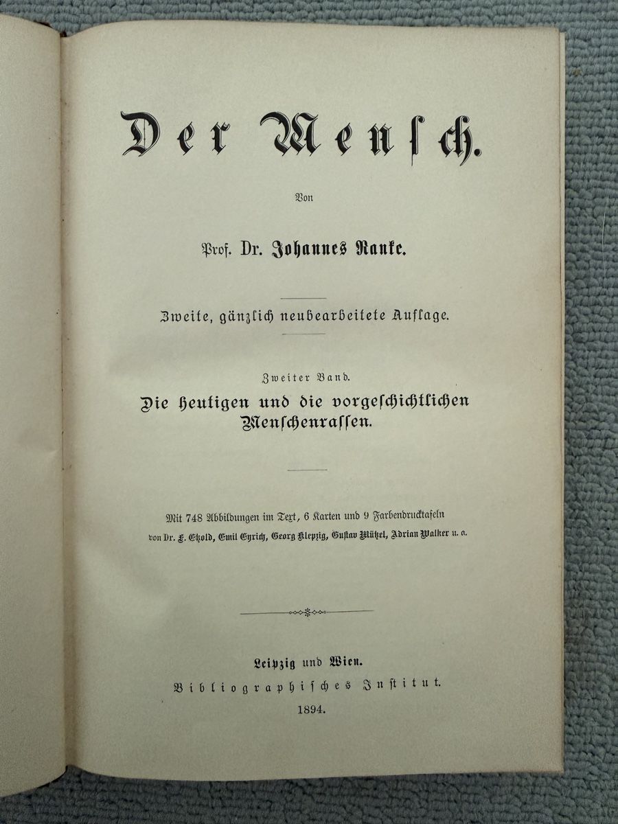 Libri: ///Ranke, Der Mensch, 1894, Antikes Buch/// – Usato da Birmenstorf AG venduto da Pat_roll 2