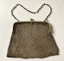Antike 800 Silber Abendtasche, Tasche mit Kette