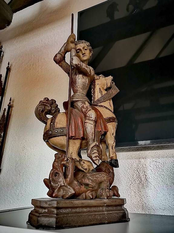 Skulpturen & Statuen: Schnitzplastik heiliger Georg – Gebraucht aus Horn von sniper0174