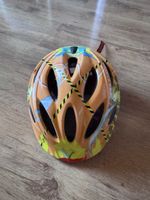 Casque vélo enfant orange motifs divers taille réglable bon 