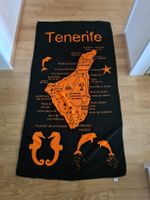 Strandtuch Teneriffa Karte Motiv Orange Schwarz 
